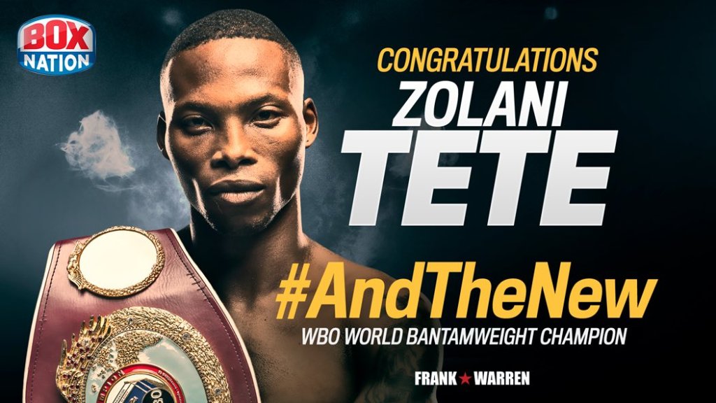 ZOLANI TETE CONFIRMED AS THE NEW WBO WORLD BANTAMWEIGHT&nbsp;CHAMPION