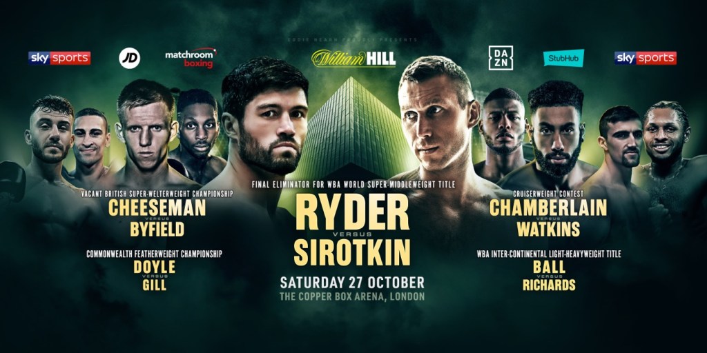 RYDER MEETS SIROTKIN IN WORLD TITLE FINAL ELIMINATOR AND CHEESEMAN CLASHES WITH BYFIELD FOR LONSDALE&nbsp;BELT