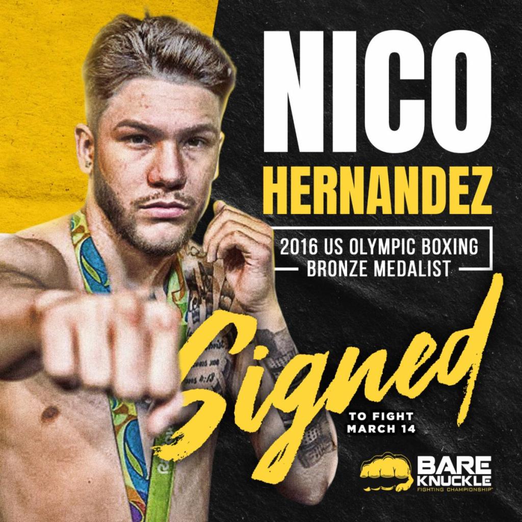 BARE KNUCKLE FIGHTING CHAMPIONSHIP ANNOUNCES SIGNING OF 2016 U.S. OLYMPIAN & BRONZE MEDALIST NICO&nbsp;HERNANDEZ