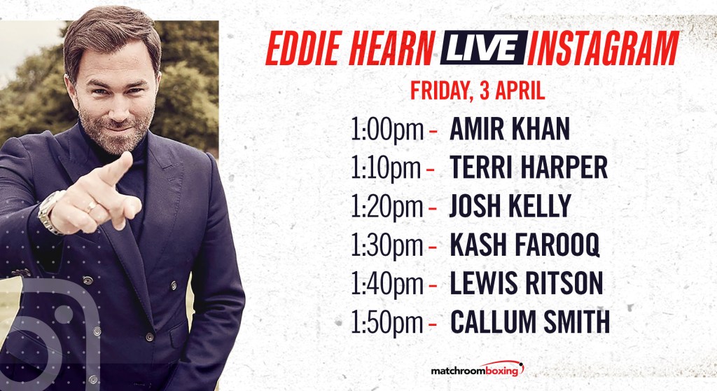 EDDIE HEARN CATCHES UP WITH UK STABLE PLUS AMIR KHAN ON INSTAGRAM LIVE&nbsp;TODAY