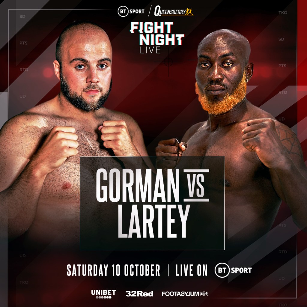GORMAN vs LARTEY MOVES TO OCTOBER&nbsp;10