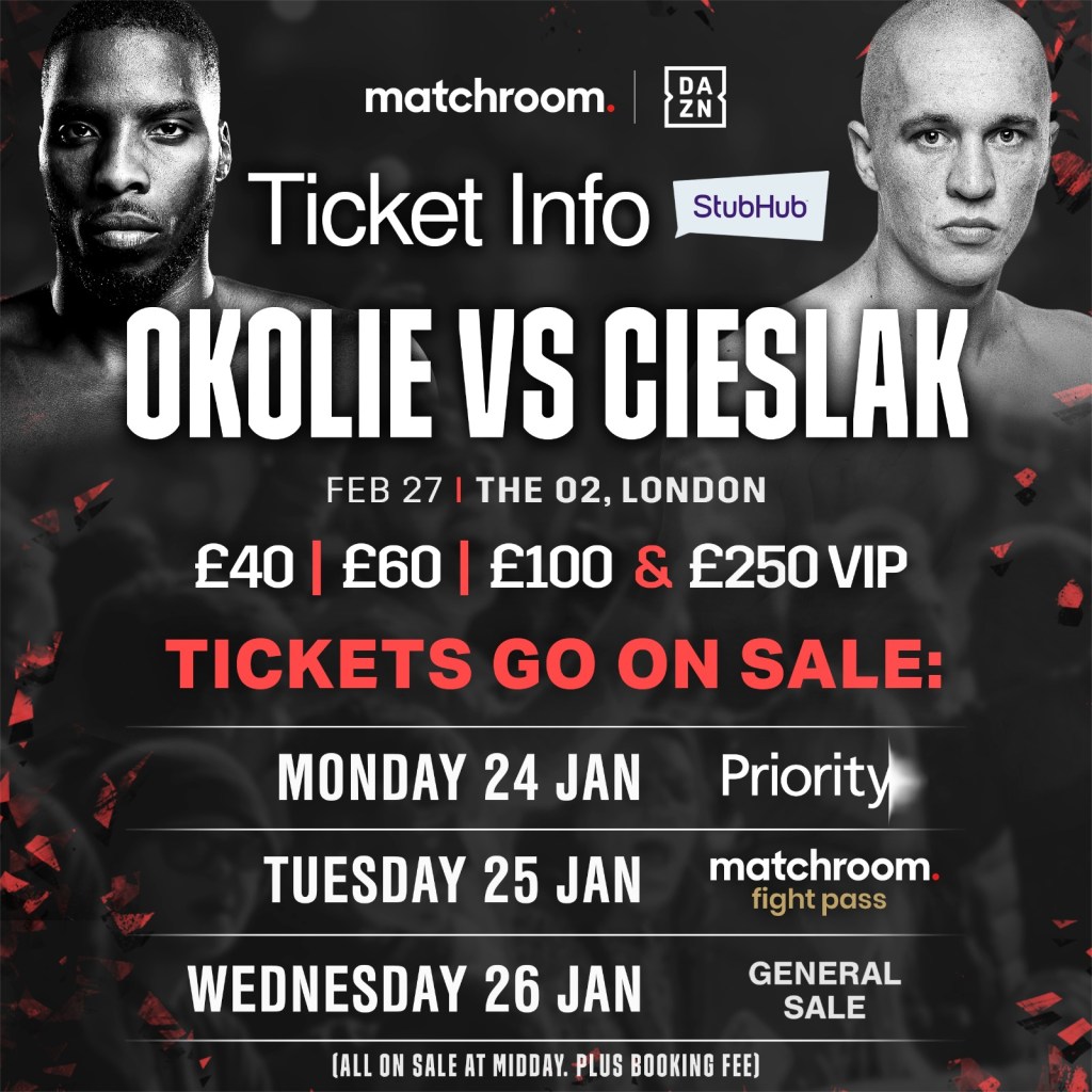 OKOLIE VS. CIESLAK LANDS AT THE&nbsp;O2