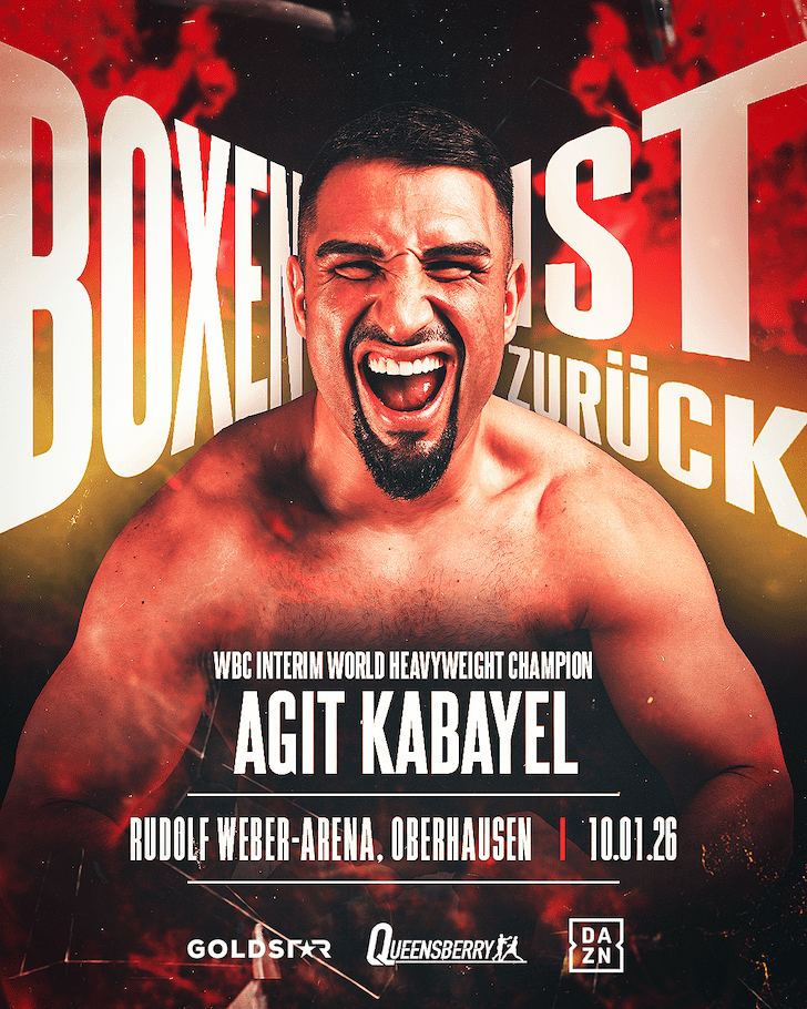 DAZN & QUEENSBERRY BRING BACK THE GOLDEN ERA OF BOXING IN GERMANY: RISING STAR AGIT KABAYEL DEFENDS HIS WBC INTERIM TITLE&nbsp;ON 10 JANUARY 2026, LIVE ONLY ON&nbsp;DAZN